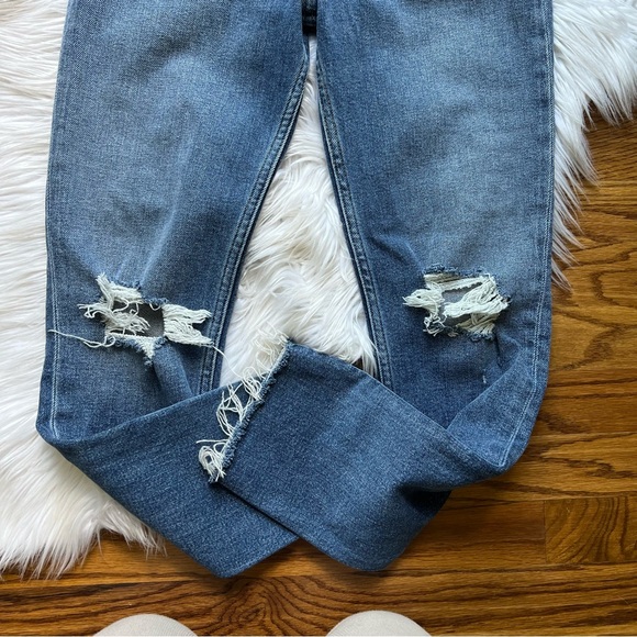 Re/Done 90s high rise ankle crop jeans  in Dusk Destroy - Picture 6 of 13